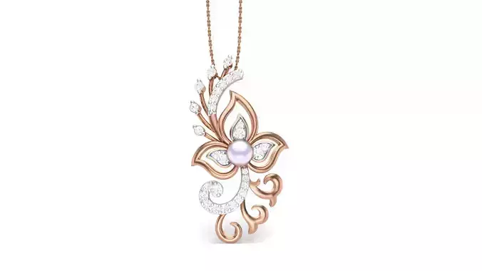 Flower Leaf High Jewelry Pendant Necklace 3dm stl 3mf obj glb  3D print model