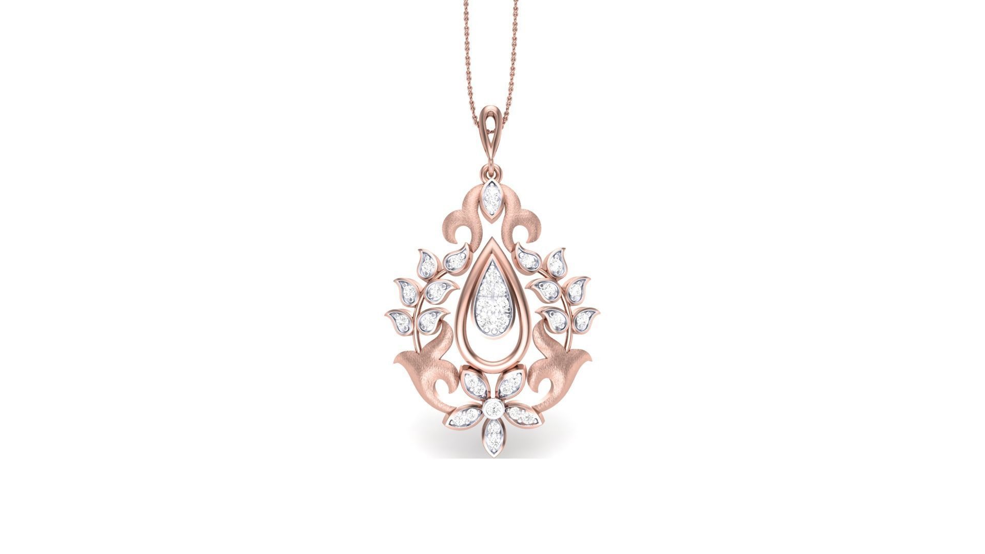 Flower Leaf High Jewelry Pendant Necklace 3dm stl 3mf obj glb  3D print model_6