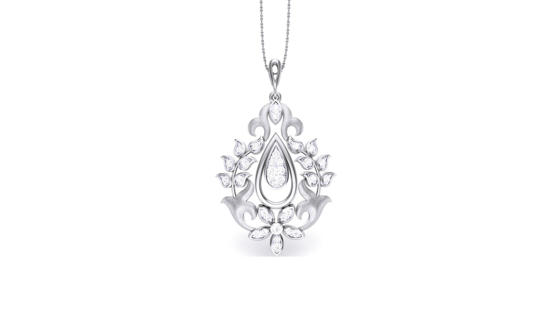 Flower Leaf High Jewelry Pendant Necklace 3dm stl 3mf obj glb  3D print model_1