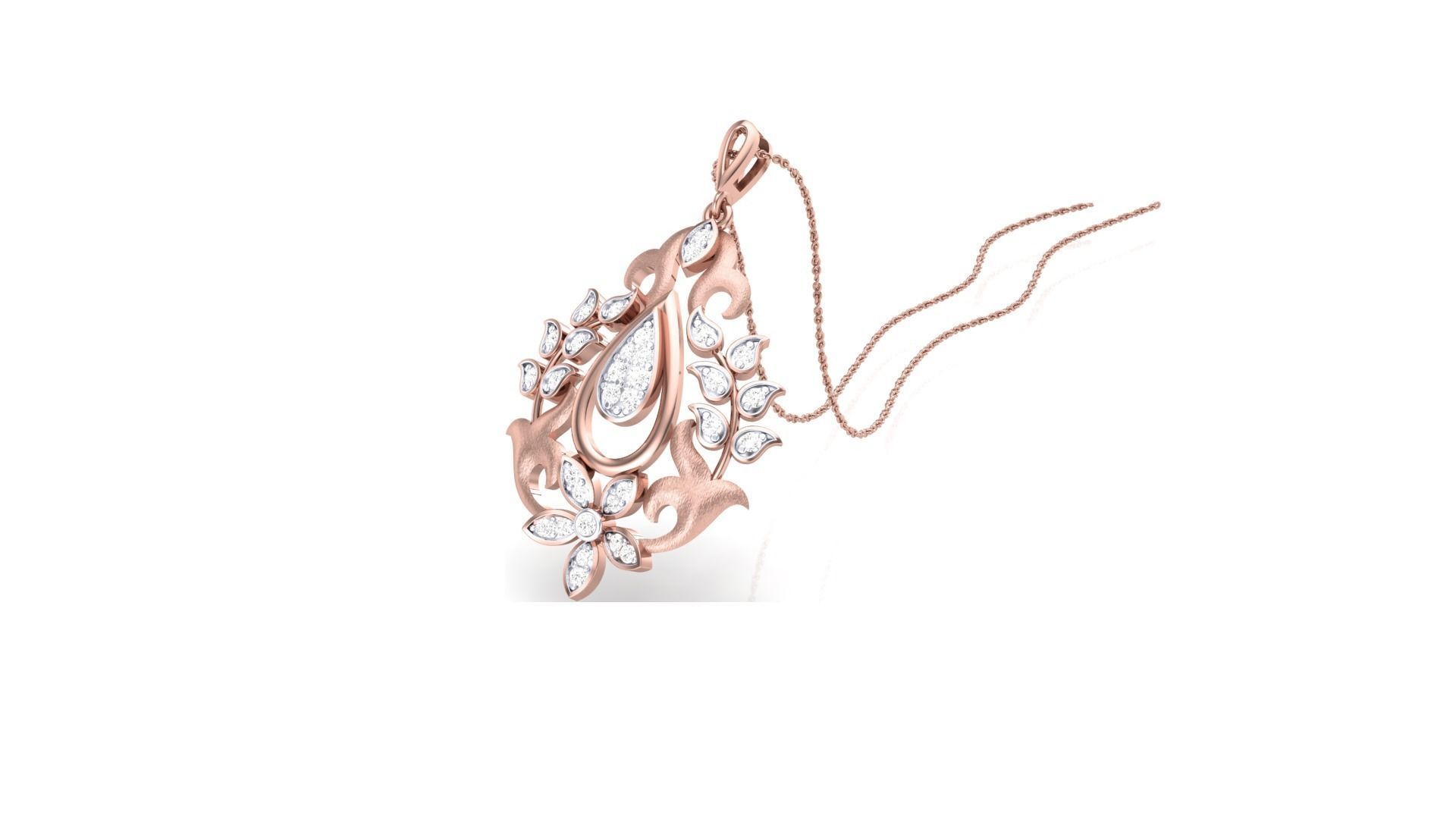 Flower Leaf High Jewelry Pendant Necklace 3dm stl 3mf obj glb  3D print model_3