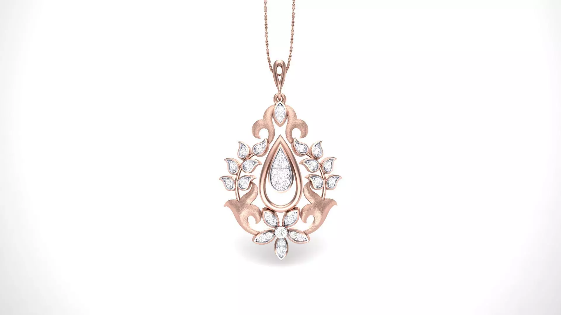 Flower Leaf High Jewelry Pendant Necklace 3dm stl 3mf obj glb  3D print model_0