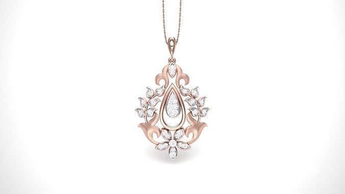 Flower Leaf High Jewelry Pendant Necklace 3dm stl 3mf obj glb  3D print model