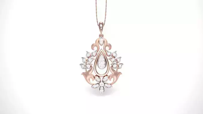 Flower Leaf High Jewelry Pendant Necklace 3dm stl 3mf obj glb