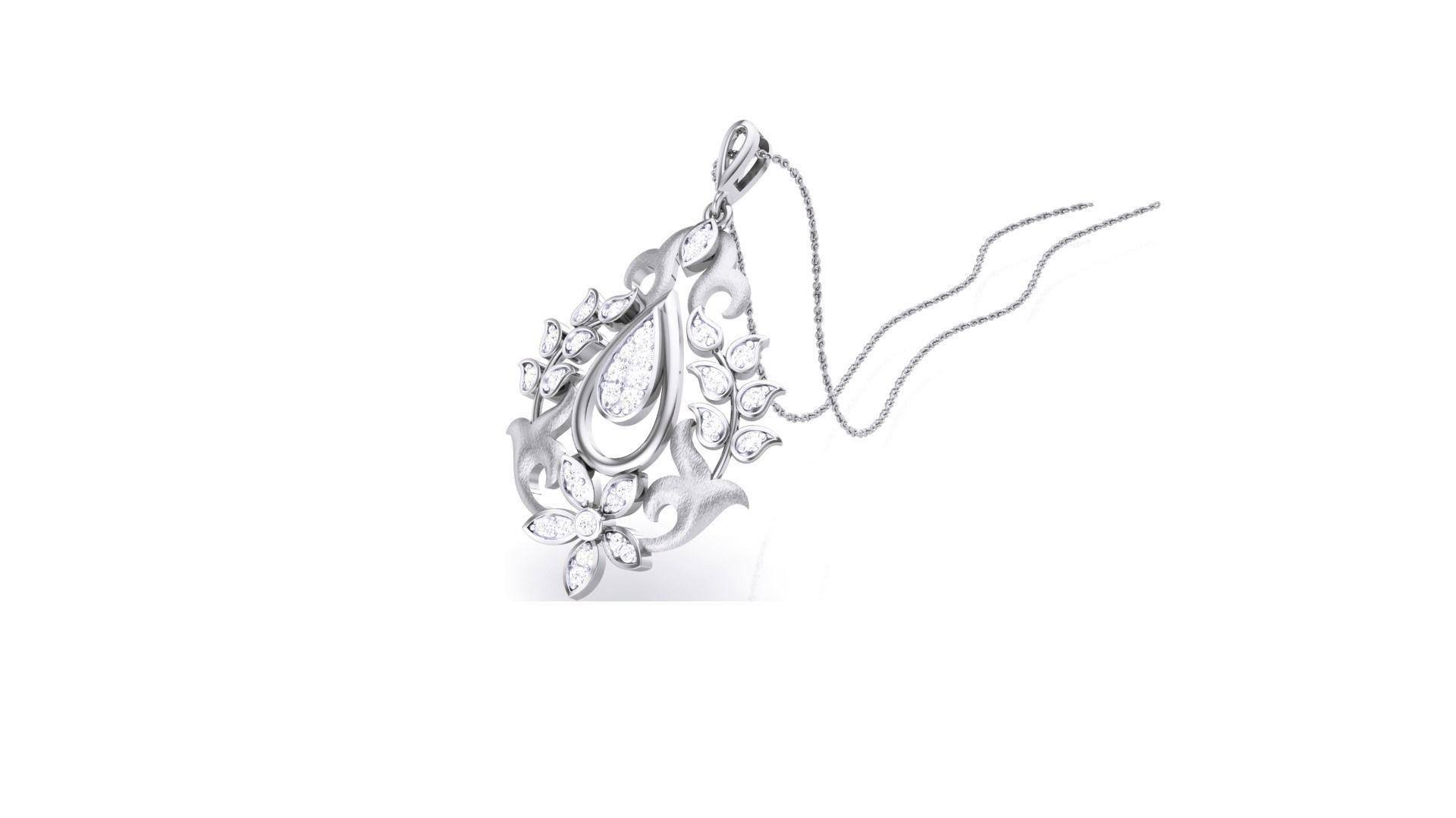 Flower Leaf High Jewelry Pendant Necklace 3dm stl 3mf obj glb 3D print model_3
