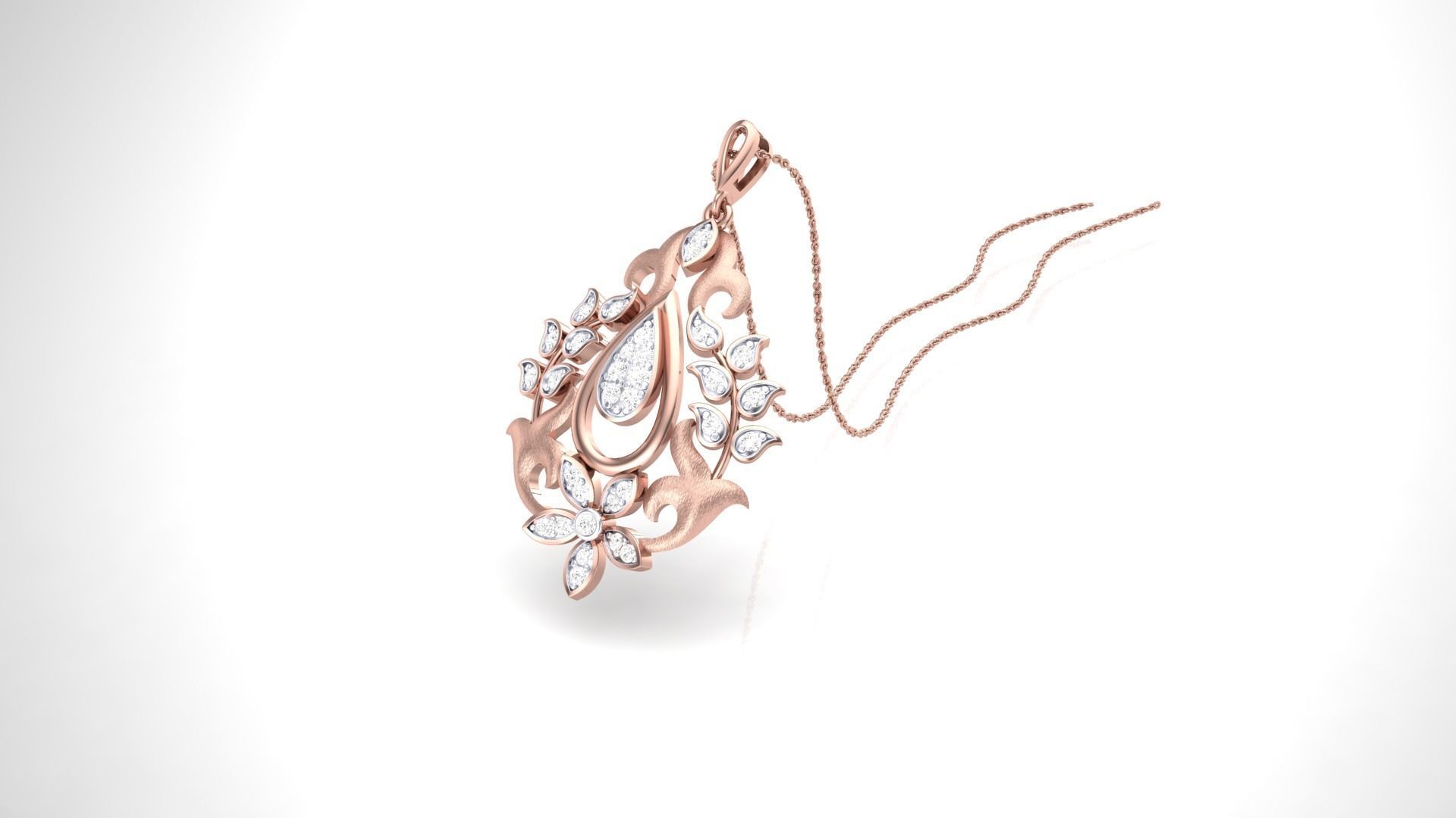 Flower Leaf High Jewelry Pendant Necklace 3dm stl 3mf obj glb 3D print model_2