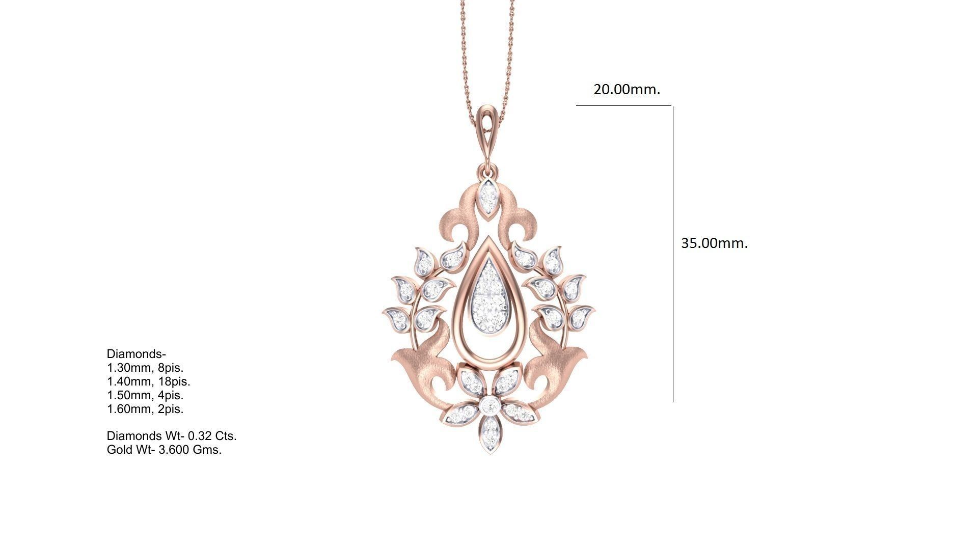 Flower Leaf High Jewelry Pendant Necklace 3dm stl 3mf obj glb 3D print model_5