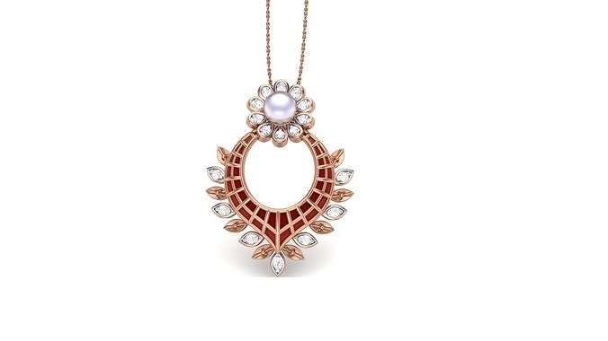 Flower High Jewelry Pendant Necklace 3dm stl 3mf obj glb gltf 3D print model