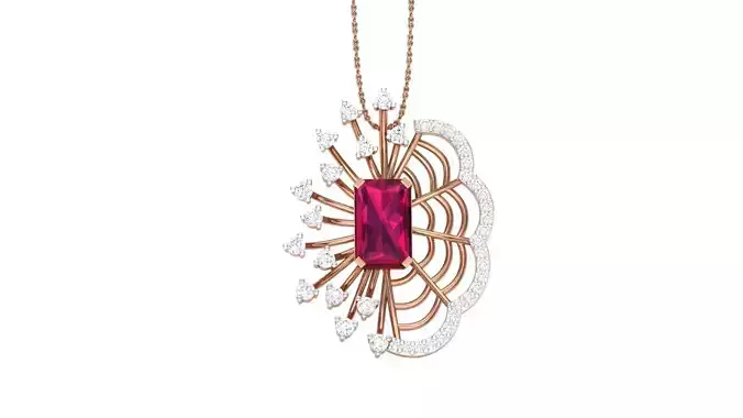 Spider on Web High Jewelry Pendant Necklace 3dm stl 3mf obj glb 