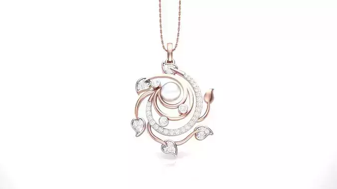 Flower Leaf High Jewelry Pendant Necklace 3dm stl 3mf obj glb