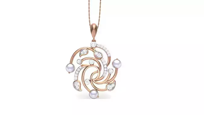 Flower Leaf High Jewelry Pendant Necklace 3dm stl 3mf obj glb 