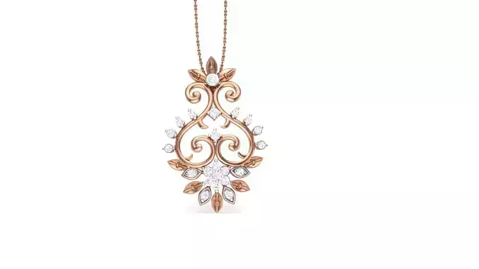 Flower Leaf High Jewelry Pendant Necklace 3dm stl 3mf obj glb 