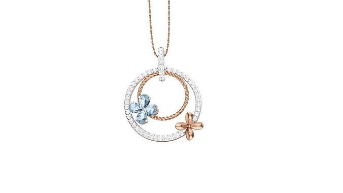 Flower High Jewelry Pendant Necklace 3dm stl 3mf obj glb gltf 3D print model