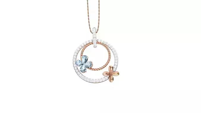 Flower High Jewelry Pendant Necklace 3dm stl 3mf obj glb gltf 3D print model