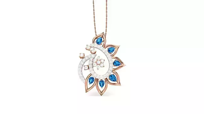Flower Leaf High Jewelry Pendant Necklace 3dm stl 3mf obj glb 