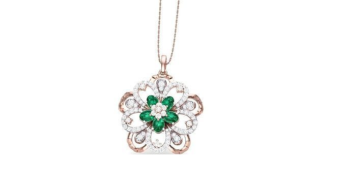 Flower High Jewelry Pendant Necklace 3dm stl 3mf obj glb gltf 3D print model