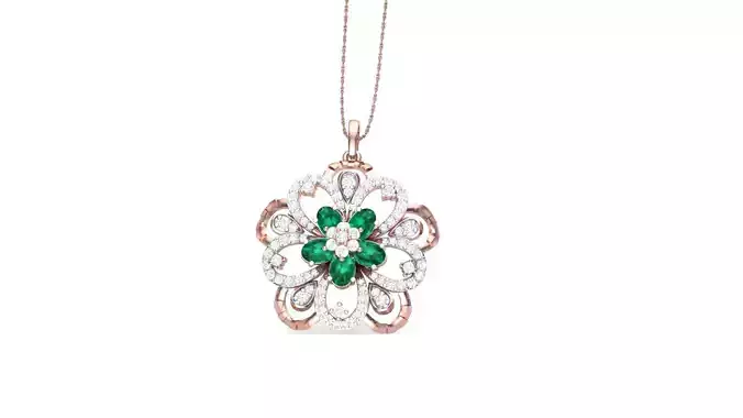 Flower High Jewelry Pendant Necklace 3dm stl 3mf obj glb gltf 3D print model