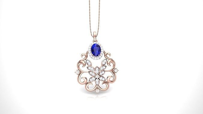 Flower High Jewelry Pendant Necklace 3dm stl 3mf obj glb gltf  3D print model