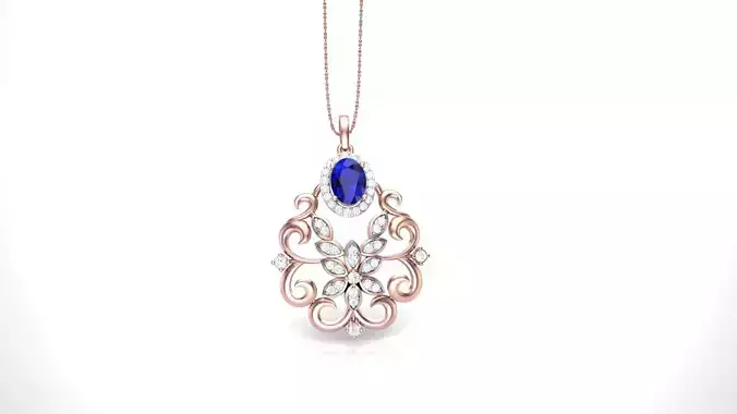Flower High Jewelry Pendant Necklace 3dm stl 3mf obj glb gltf  3D print model