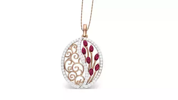 Flower Leaf High Jewelry Pendant Necklace 3dm stl 3mf obj glb 