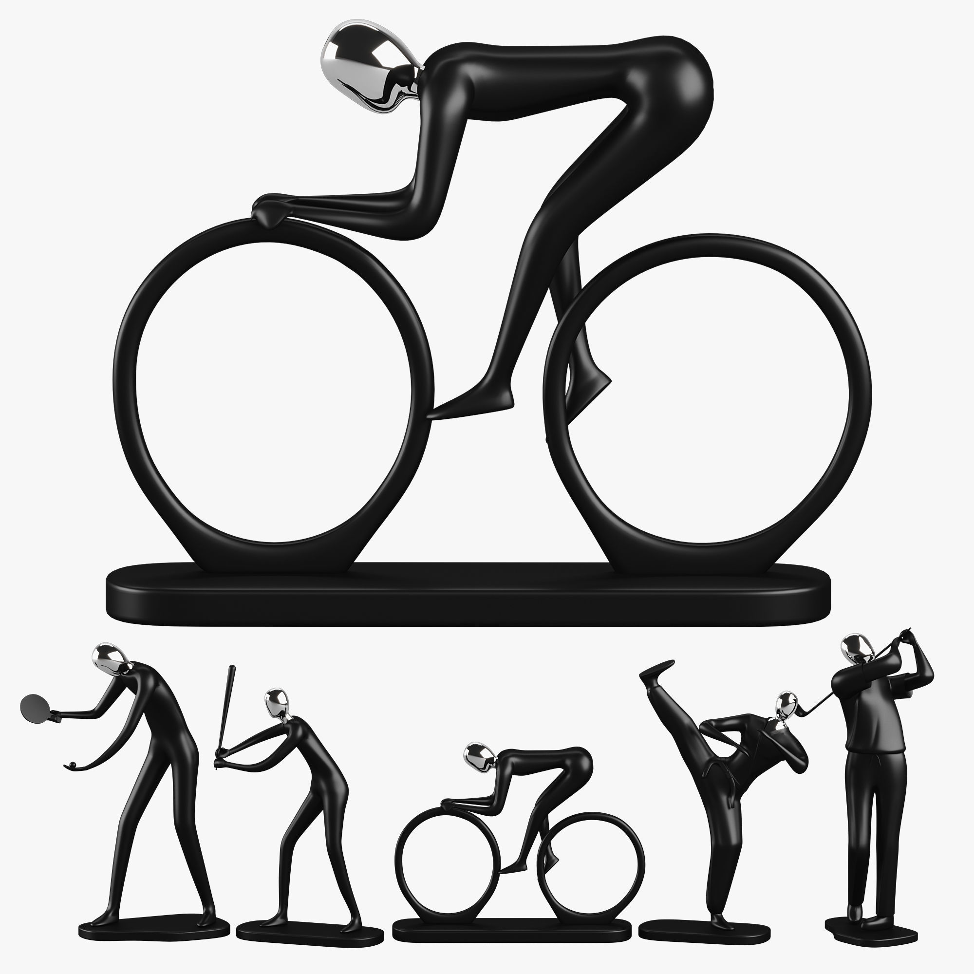 Sports Sculptures Decorative set Low-poly 3D model_6