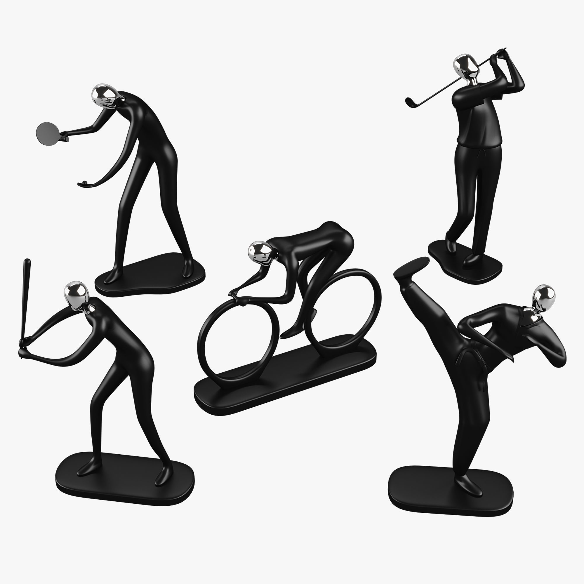 Sports Sculptures Decorative set Low-poly 3D model_7