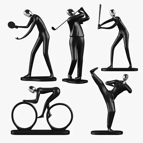 Sports Sculptures Decorative set Low-poly 3D model