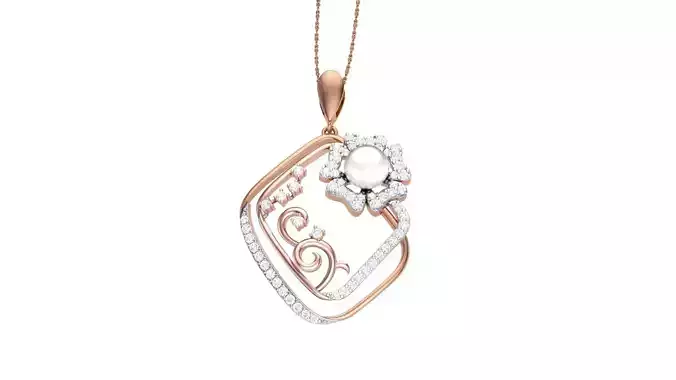 Flower Leaf High Jewelry Pendant Necklace 3dm stl 3mf obj glb 