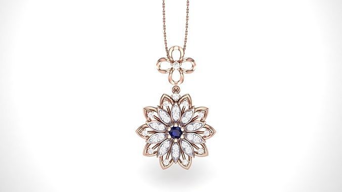 Flower High Jewelry Pendant Necklace 3dm stl  stl 3mf obj glb 3D print model