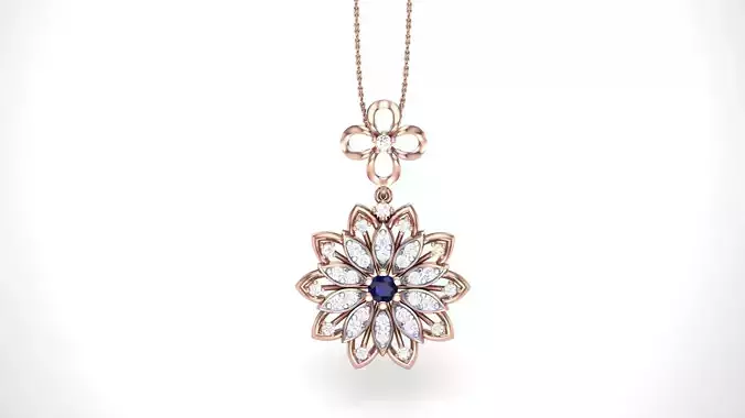 Flower High Jewelry Pendant Necklace 3dm stl  stl 3mf obj glb 3D print model