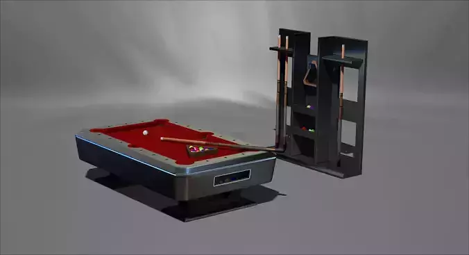 Pool table complete with accessories 3D Model  File STL OBJ 3D print model