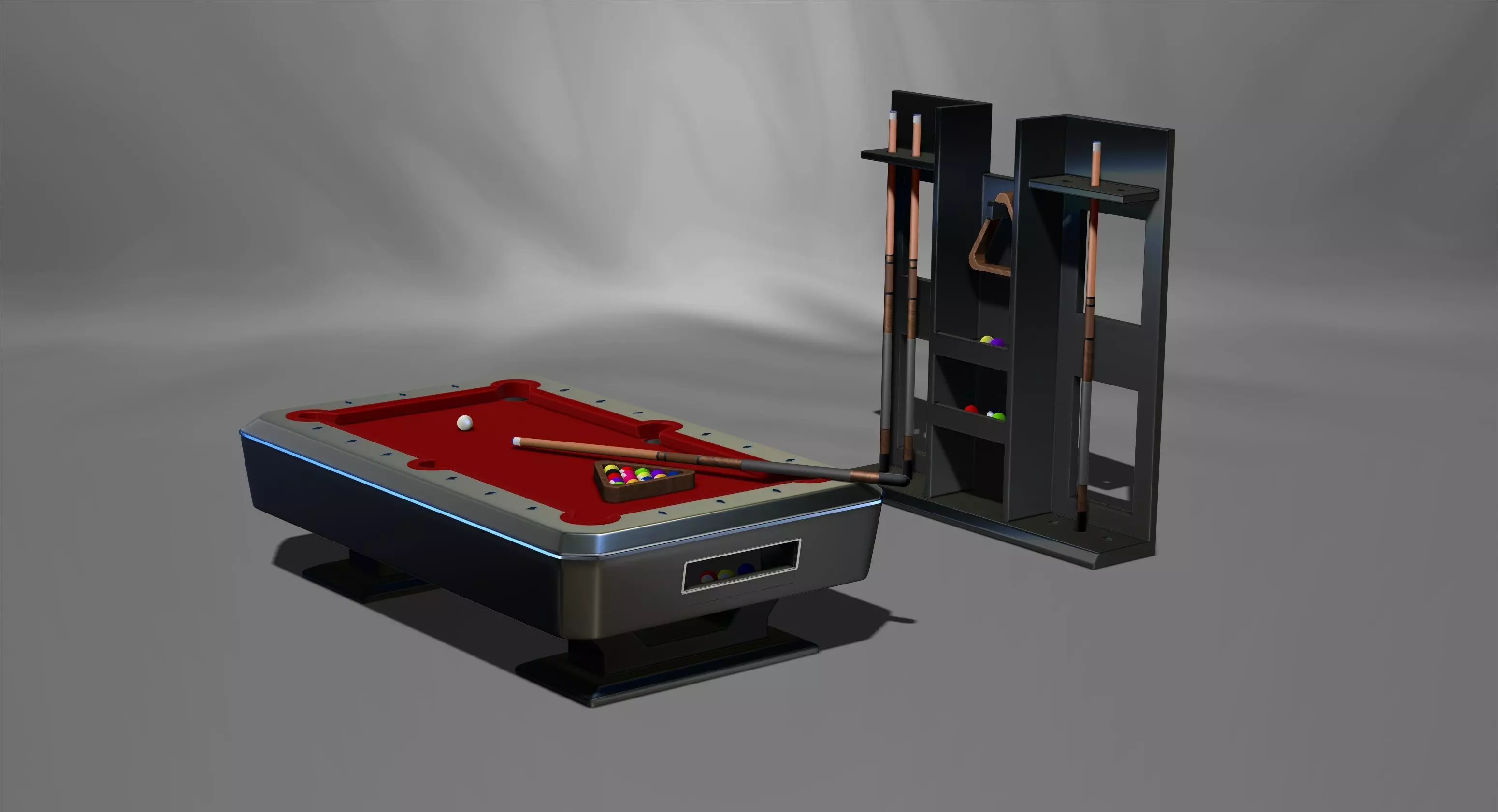 Pool table complete with accessories 3D Model  File STL OBJ 3D print model_0