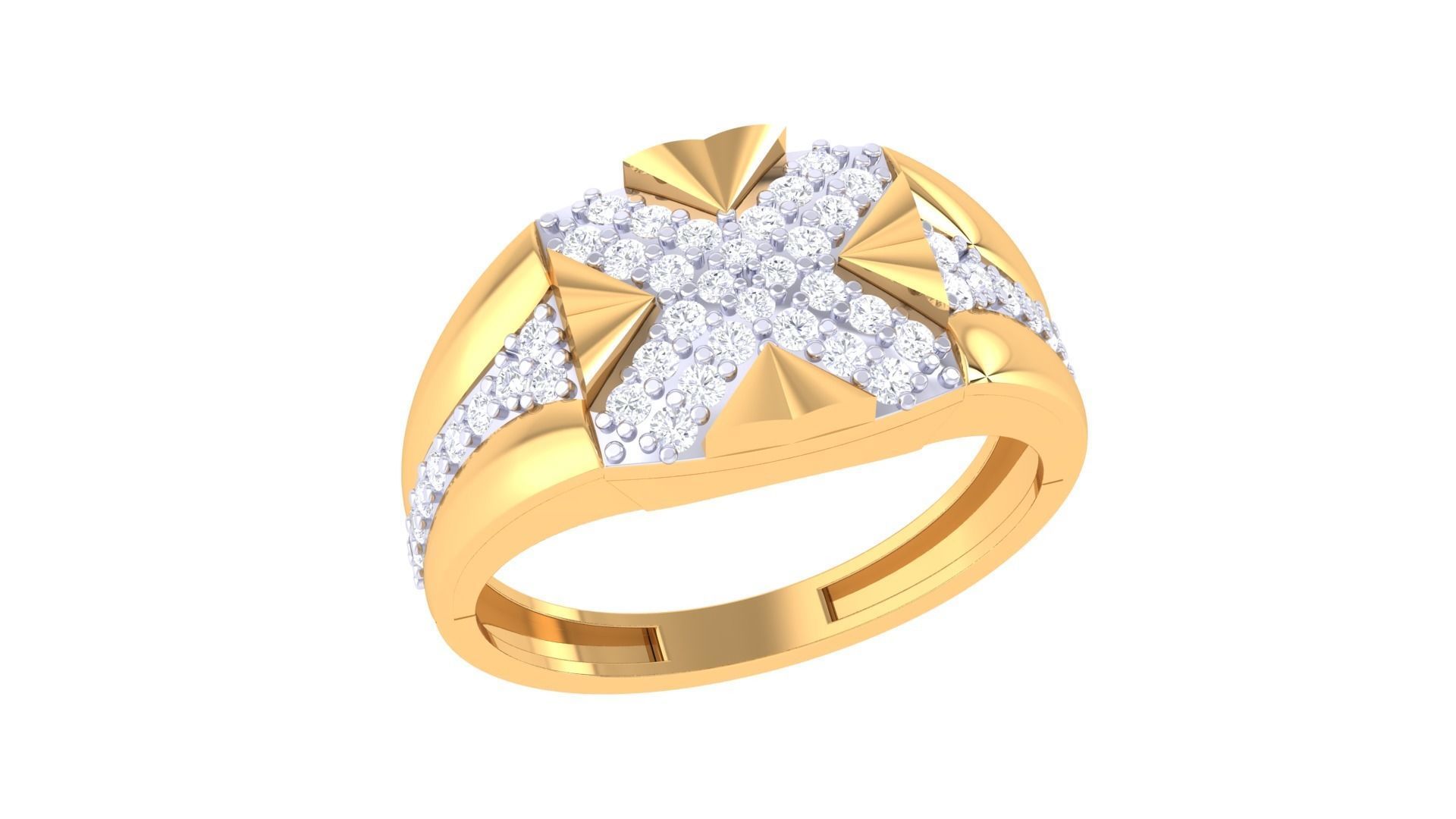 Men Groom Gents Diamond Ring 3dm stl obj mtl 3mf igs 3D print model_2