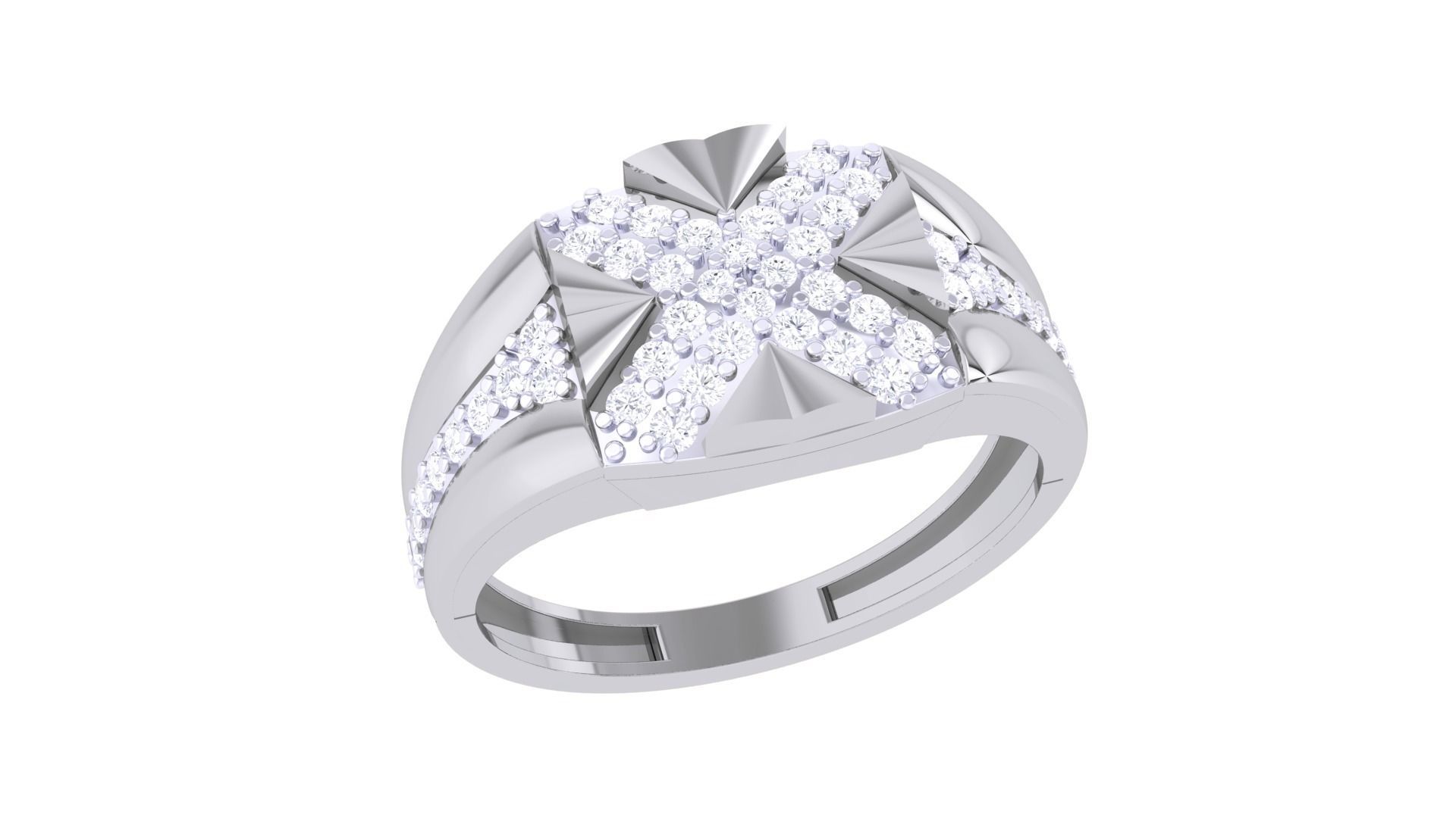 Men Groom Gents Diamond Ring 3dm stl obj mtl 3mf igs 3D print model_3