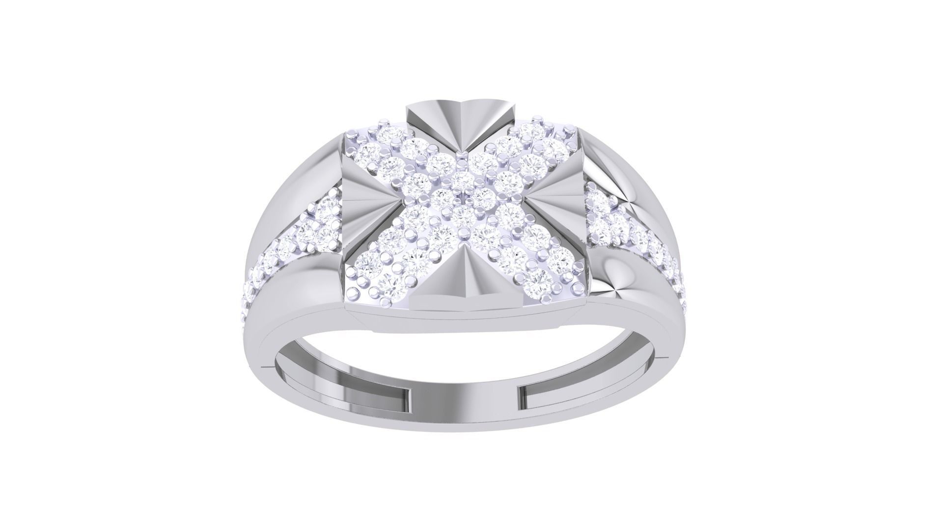 Men Groom Gents Diamond Ring 3dm stl obj mtl 3mf igs 3D print model_4