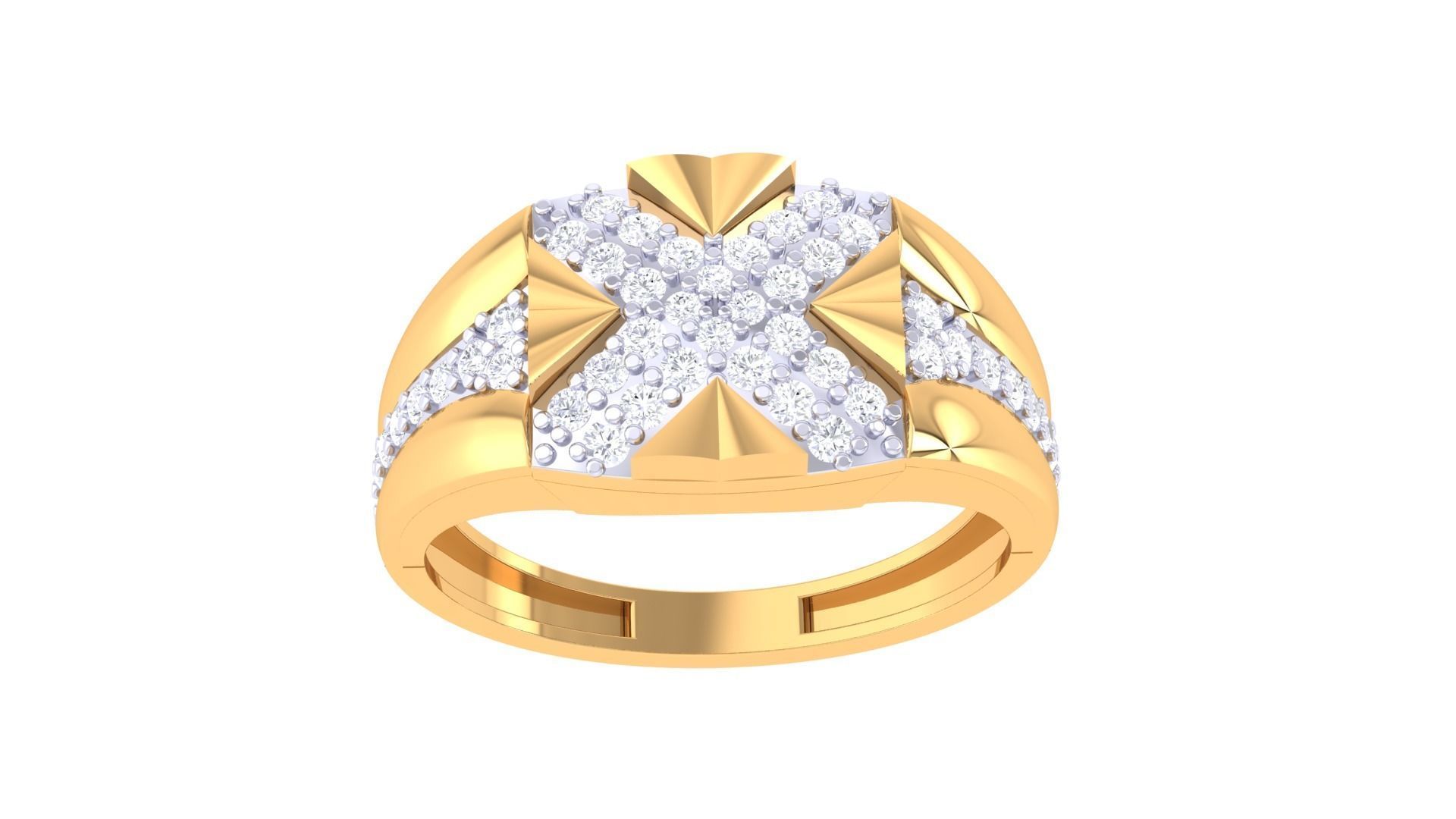 Men Groom Gents Diamond Ring 3dm stl obj mtl 3mf igs 3D print model_5