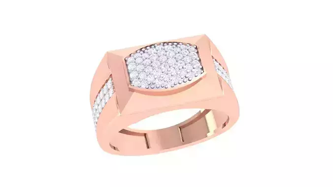 Men Groom Gents Diamond Head Ring 3dm renders detail