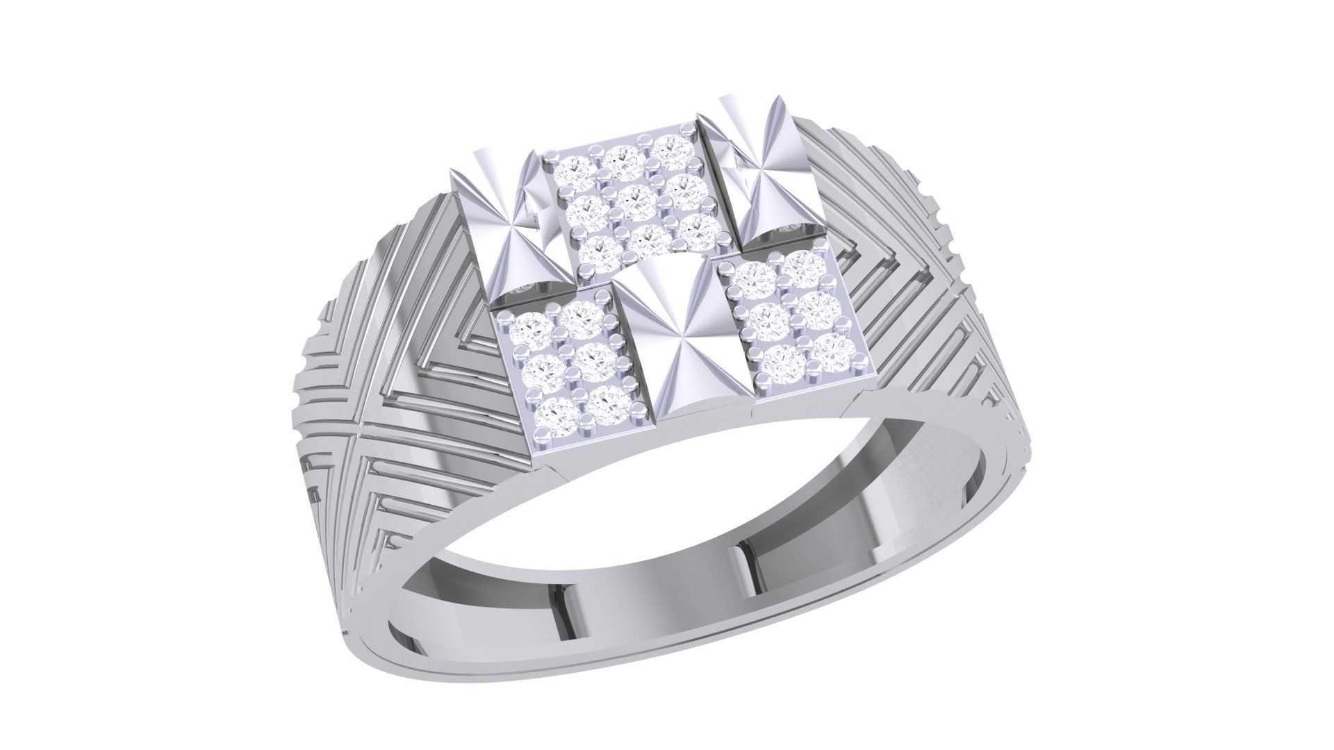 Men Groom Gents Diamond Ring 3dm renders detail 3D print model_2