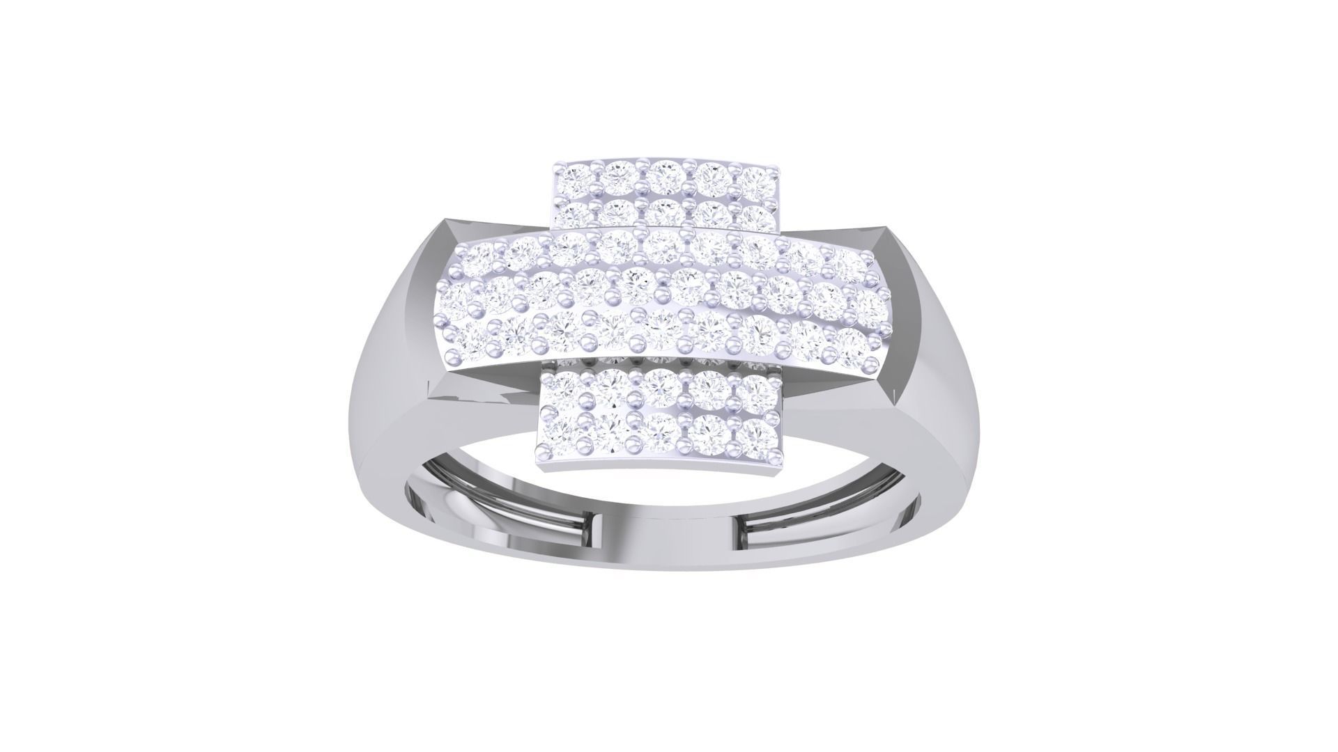 Cross Diamond Head Men Groom Gents Diamond Ring 3dm stl obj mtl 3D print model_5