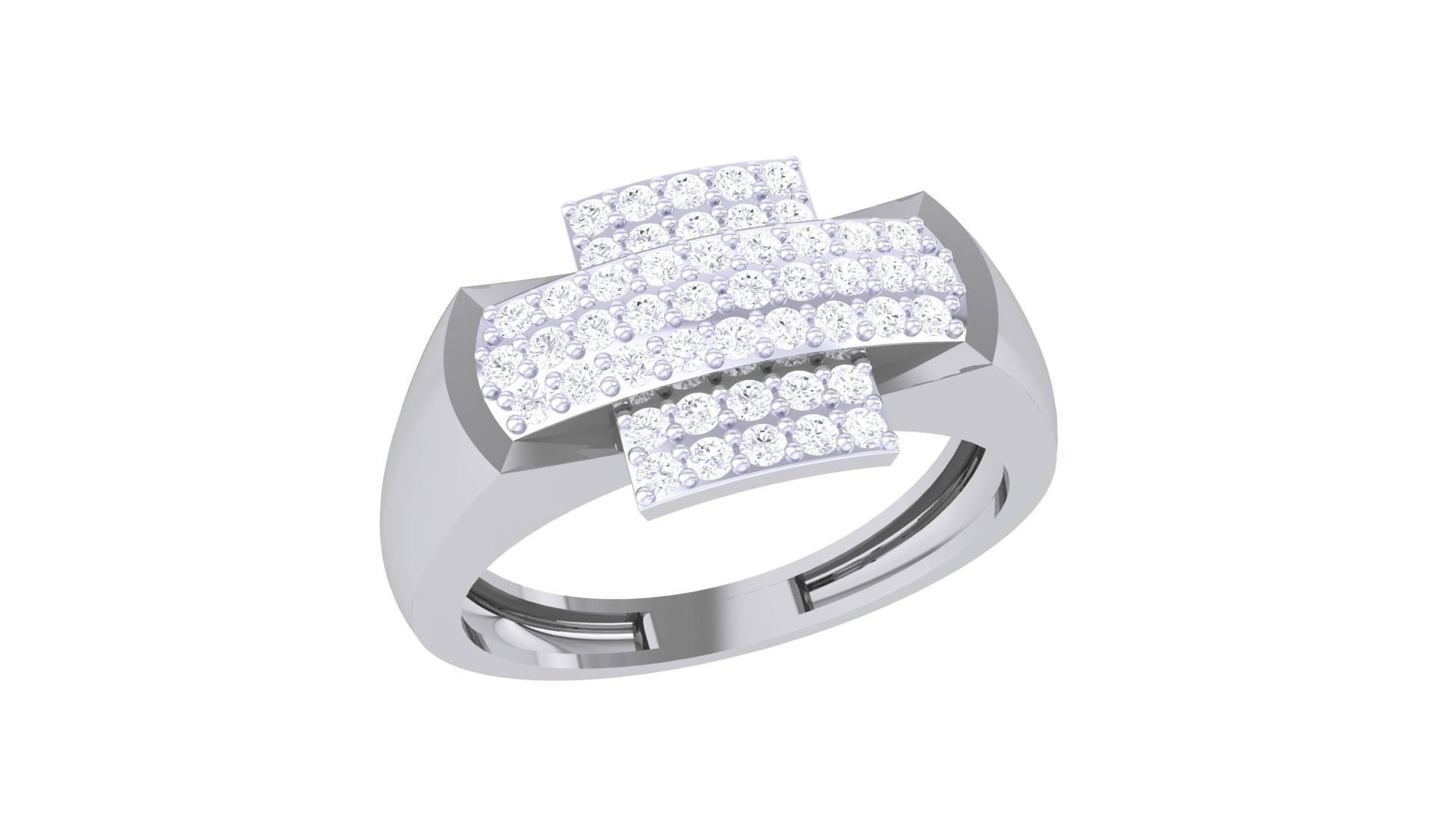 Cross Diamond Head Men Groom Gents Diamond Ring 3dm stl obj mtl 3D print model_2