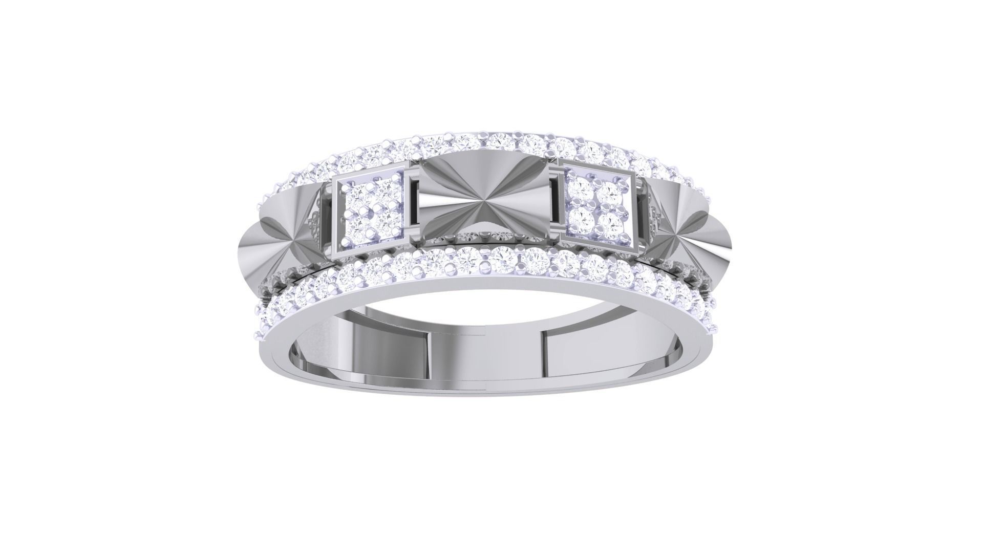 Men Groom Gents Diamond Band Ring 3dm stl obj mtl 3mf igs 3D print model_5