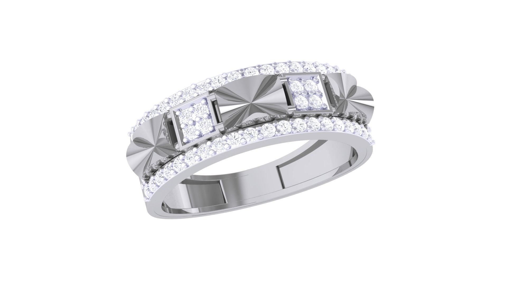 Men Groom Gents Diamond Band Ring 3dm stl obj mtl 3mf igs 3D print model_3