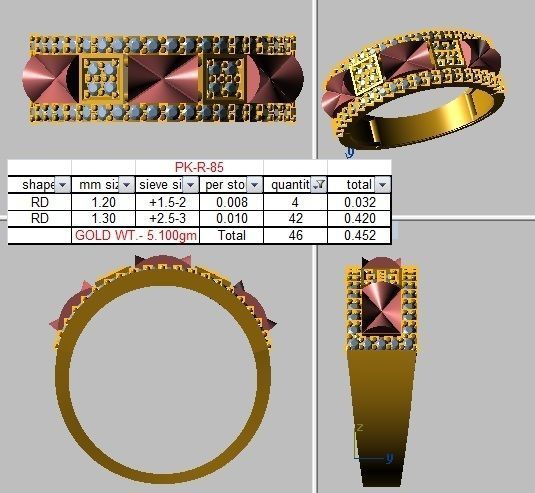 Men Groom Gents Diamond Band Ring 3dm stl obj mtl 3mf igs 3D print model_8
