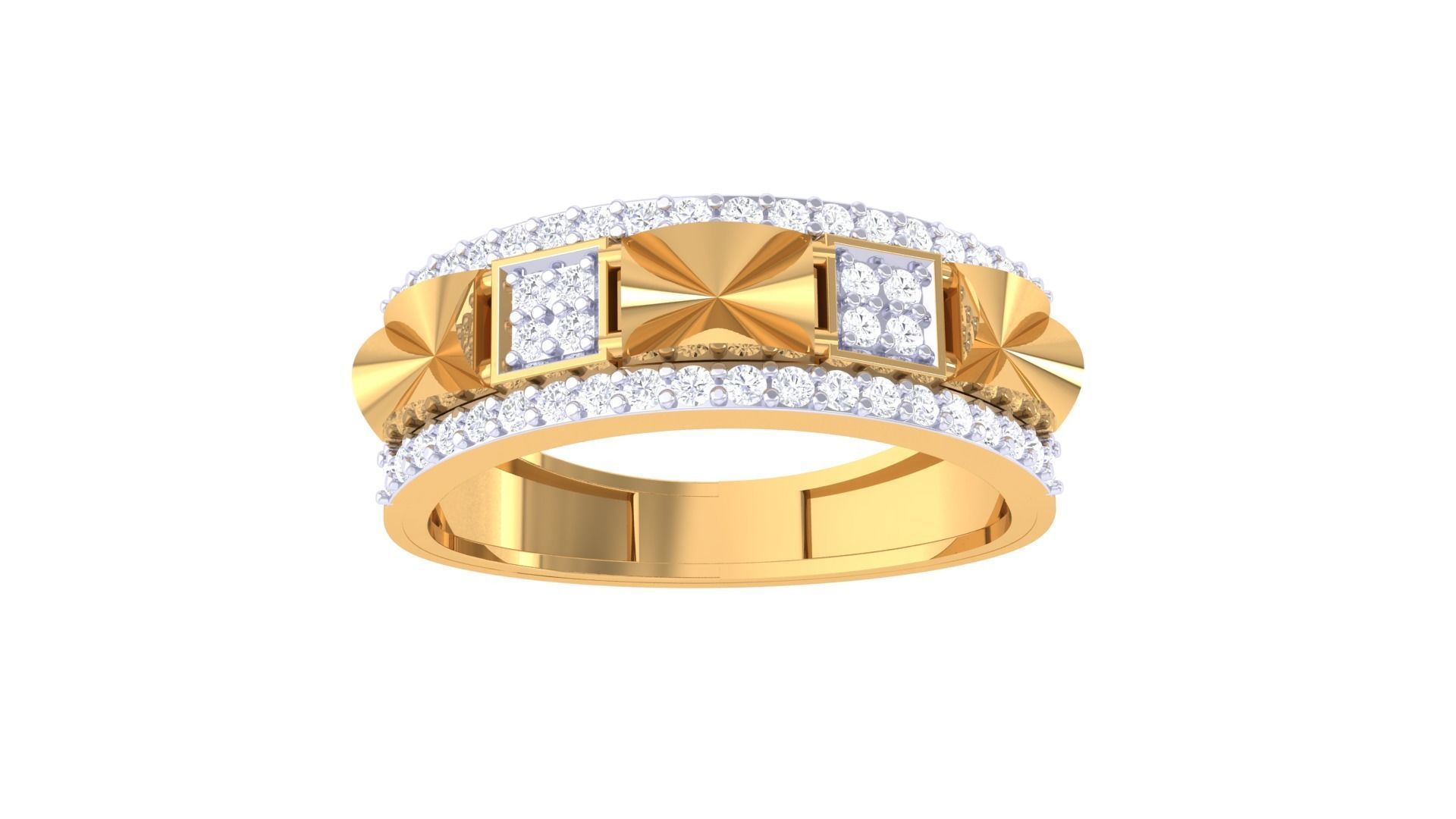 Men Groom Gents Diamond Band Ring 3dm stl obj mtl 3mf igs 3D print model_4