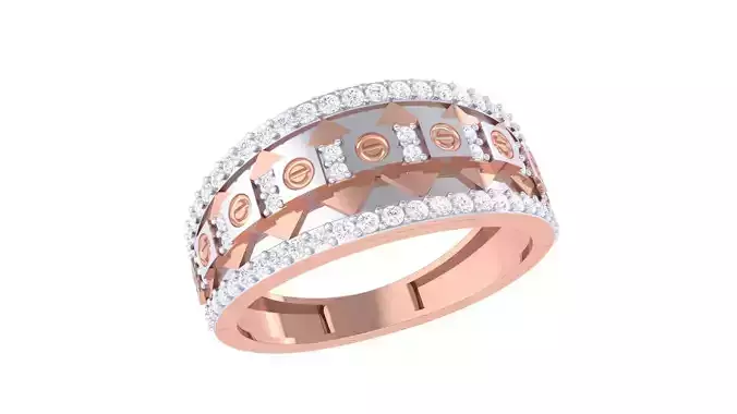 Screw Head Men Groom Gents Diamond Band Ring 3dm renders detail 3D print model