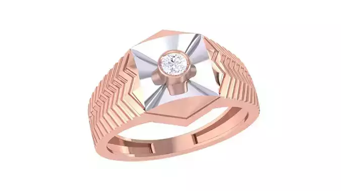 Solitaire Men Groom Gents Diamond Ring 3dm renders detail 3D print model