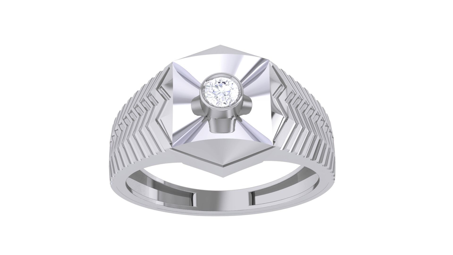 Solitaire Men Groom Gents Diamond Ring 3dm renders detail 3D print model_6
