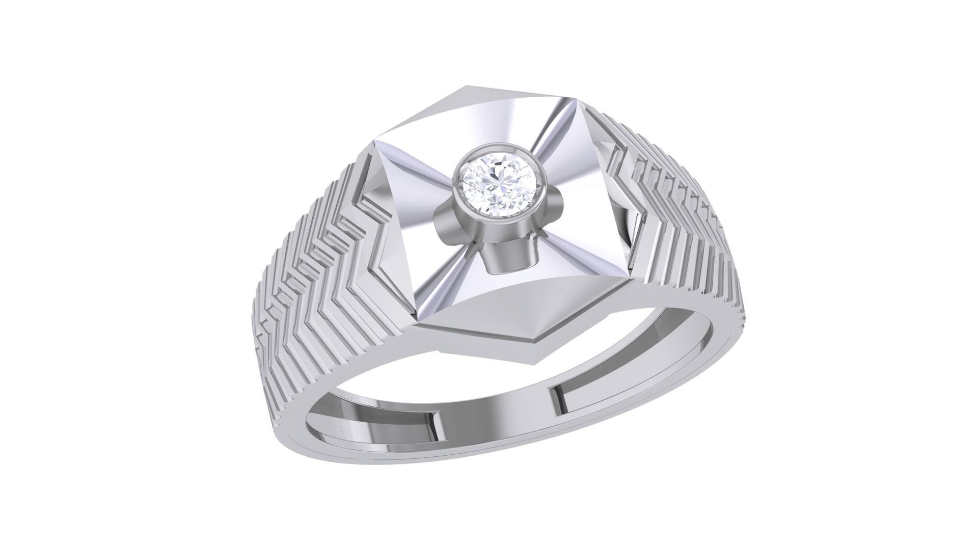Solitaire Men Groom Gents Diamond Ring 3dm renders detail 3D print model_3