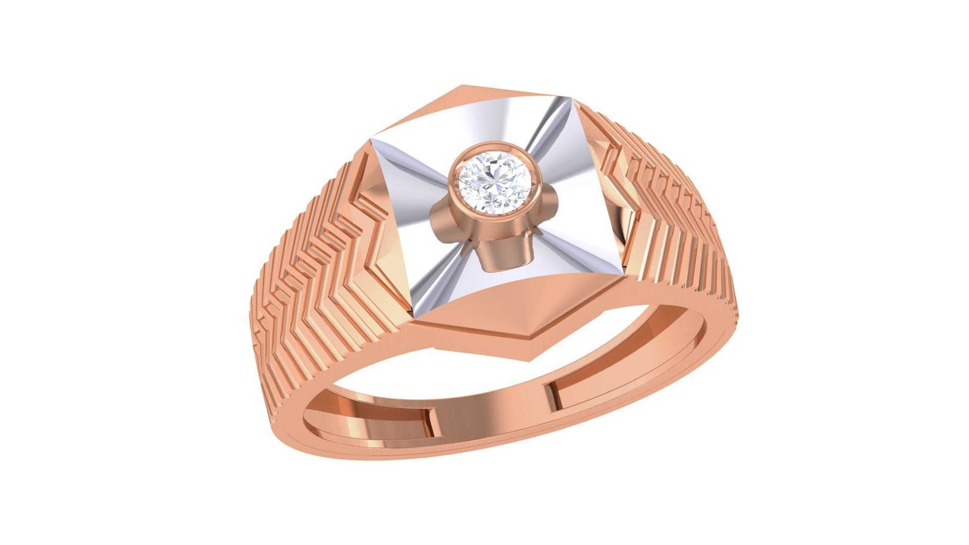 Solitaire Men Groom Gents Diamond Ring 3dm renders detail 3D print model_2