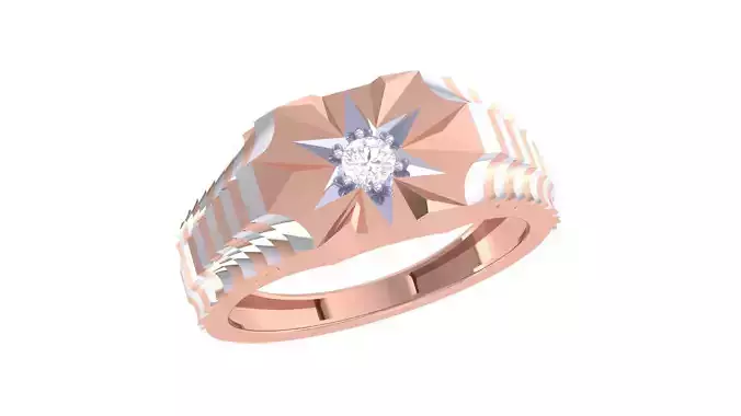 Solitaire Men Groom Gents Diamond Ring 3dm renders detail 3D print model