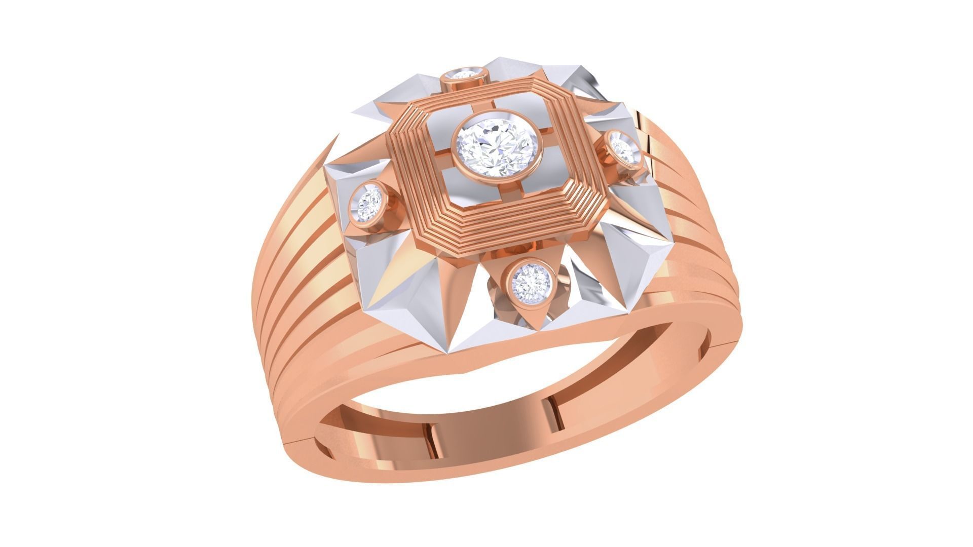 Men Groom Gents Diamond Ring 3dm renders detail 3D print model_2